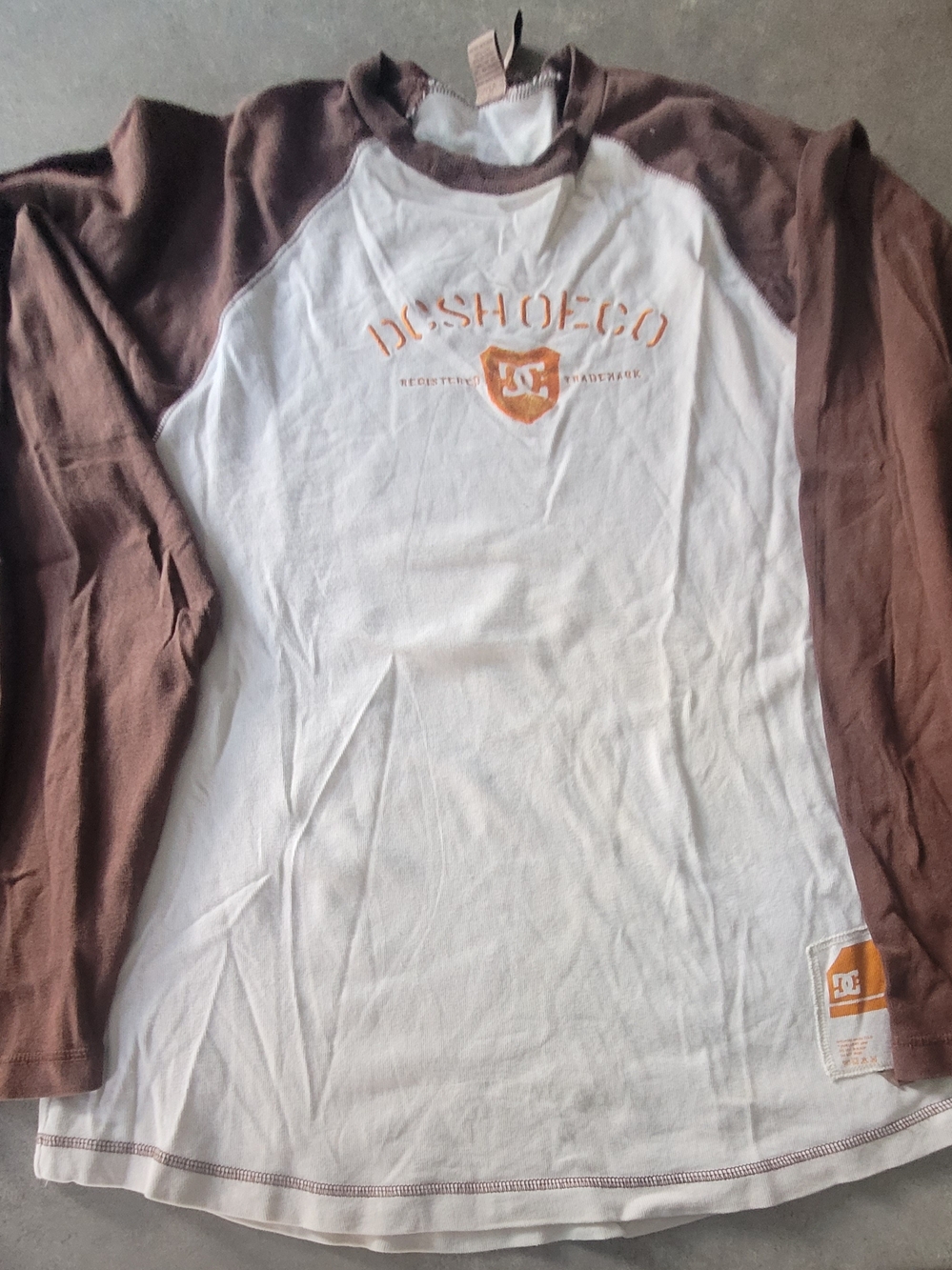 DC Shoes Raglan Long Sleeve Tee - White & Brown